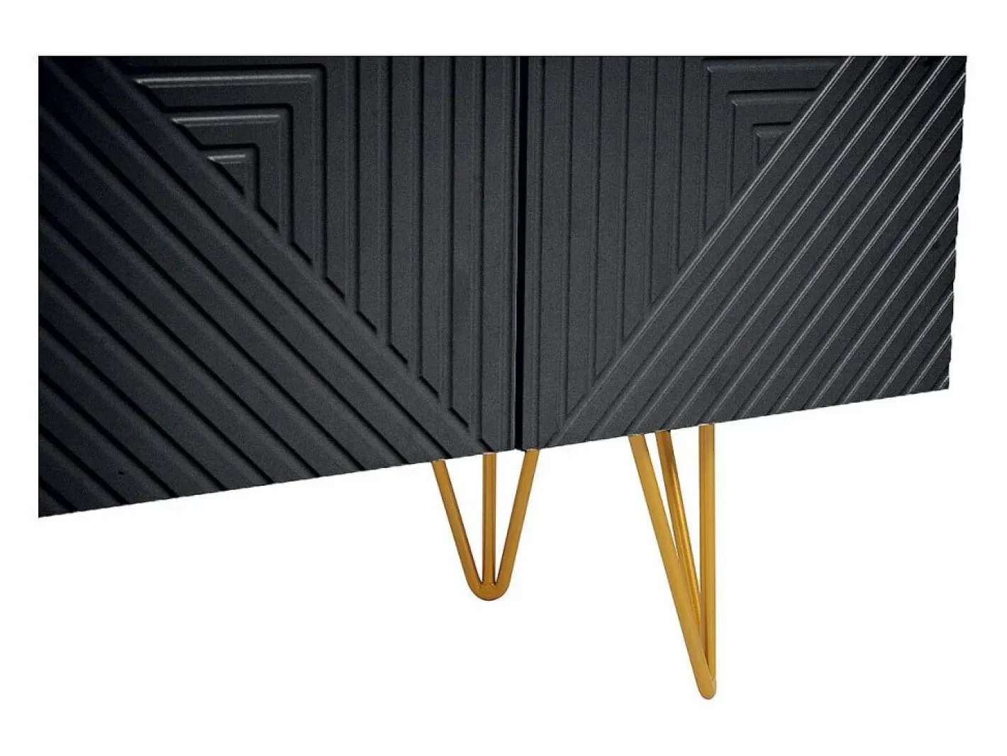 Miliboo Mueble TV de diseño en y metal dorado 140 cm OZEN Negro Best