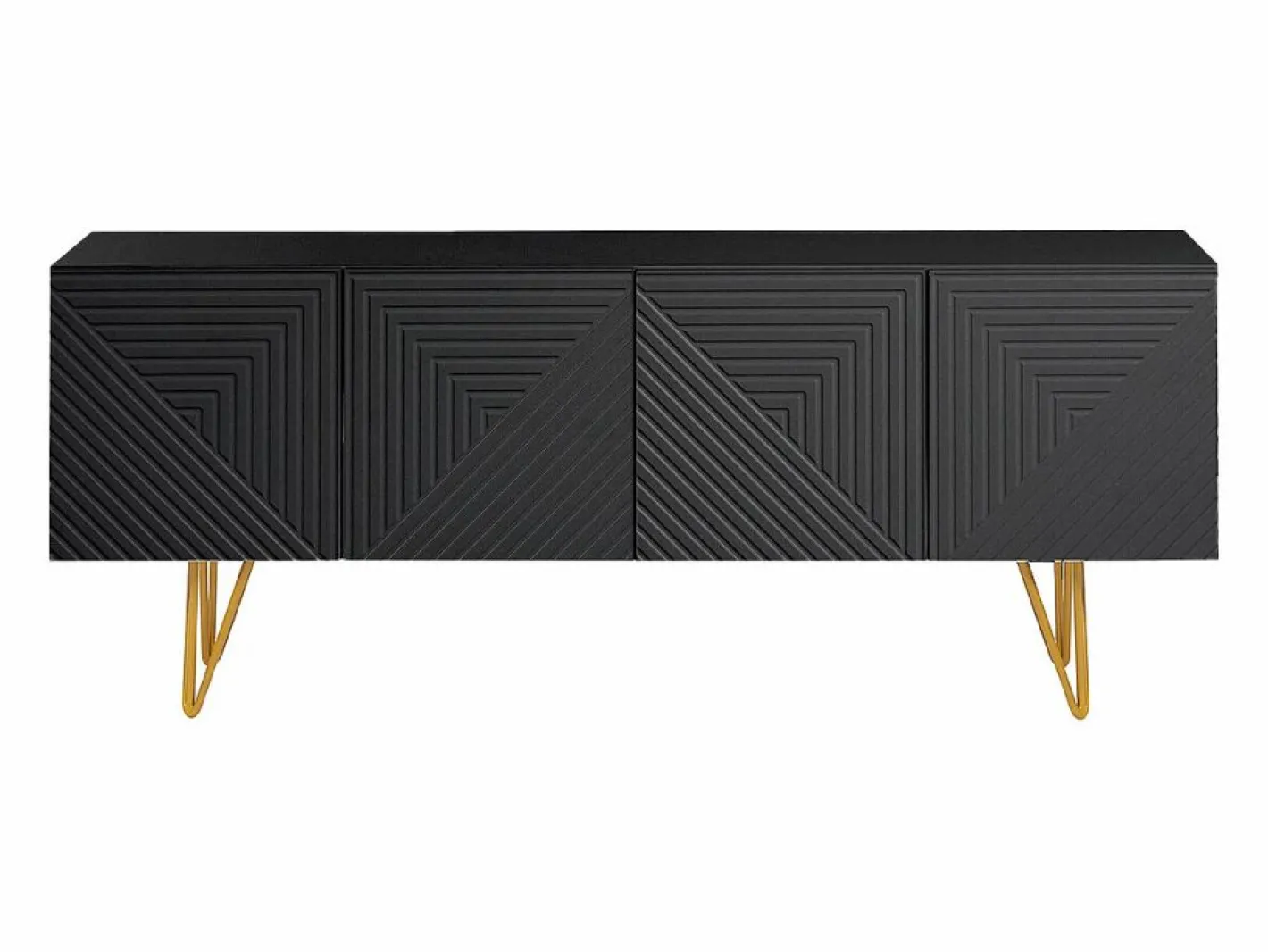 Miliboo Mueble TV de diseño en y metal dorado 140 cm OZEN Negro Best