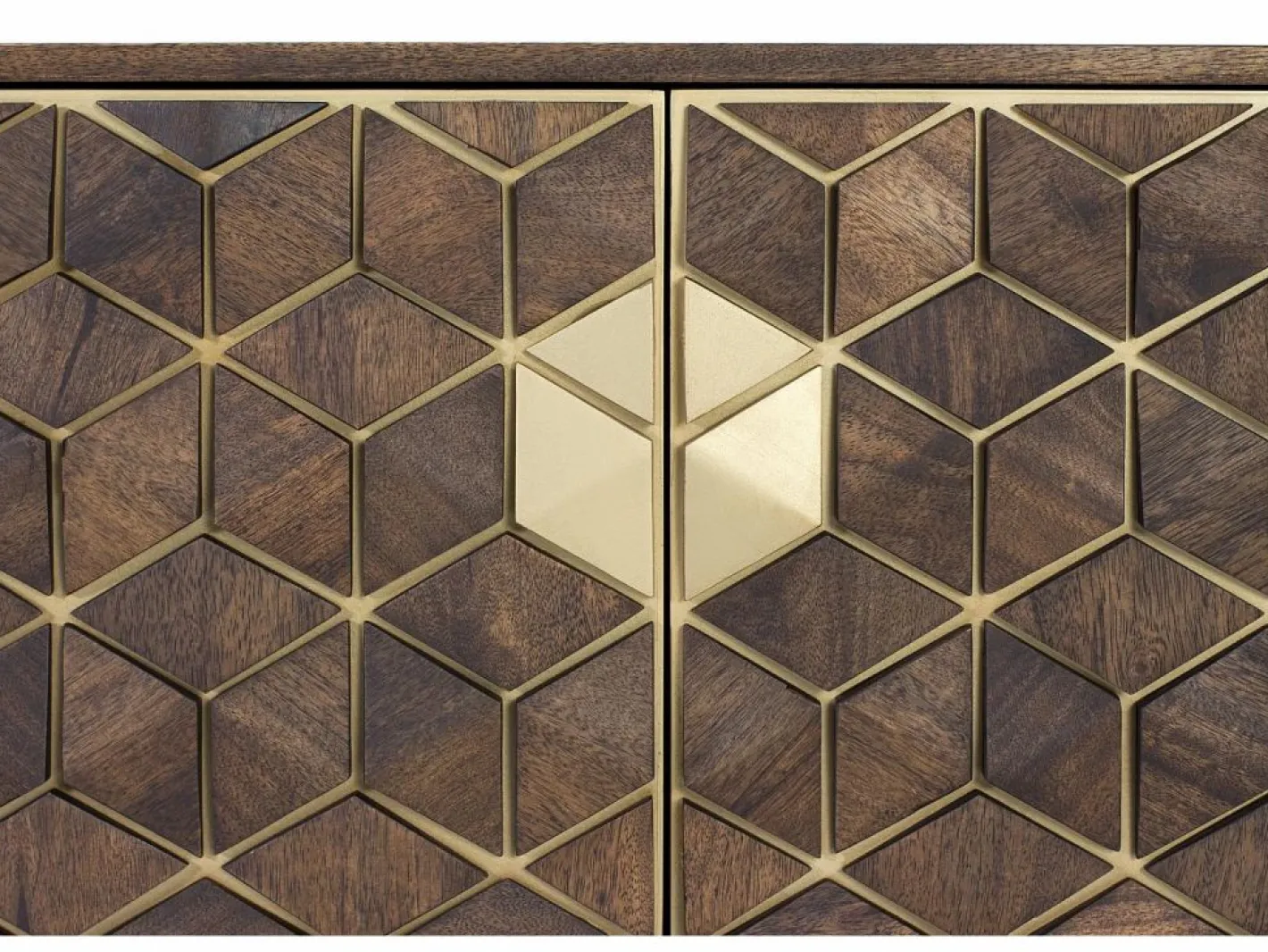 Giner y colomer Mueble Tv|Mueble tv en madera de mango y detalles dorados