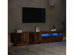 Mueble TV luces LED madera ingeniería envejecida 200x35x40 cm^Clicnbuy Online
