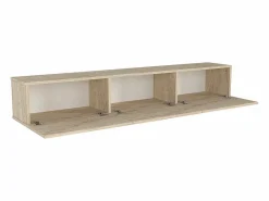 Vente-unique Mueble TV suspendido con 3 puertas - Efecto travertino - VIKILA Beige Outlet