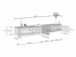 Mueble TV suspendido Iseo con 2 puertas y 1 puerta abatible, color antracita mate y roble, 200 x 35 x 30 cm Gris antracita Sale