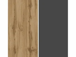 Mueble TV suspendido Iseo con 2 puertas y 1 puerta abatible, color antracita mate y roble, 200 x 35 x 30 cm Gris antracita Sale
