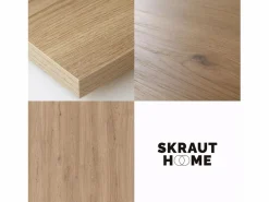 Skraut Home Mueble Tv|Mueble TV, Televisión, 267x35x57cm, Para TV gran formato, Chimenea eléctrica XXL, Diseño industrial, Roble
