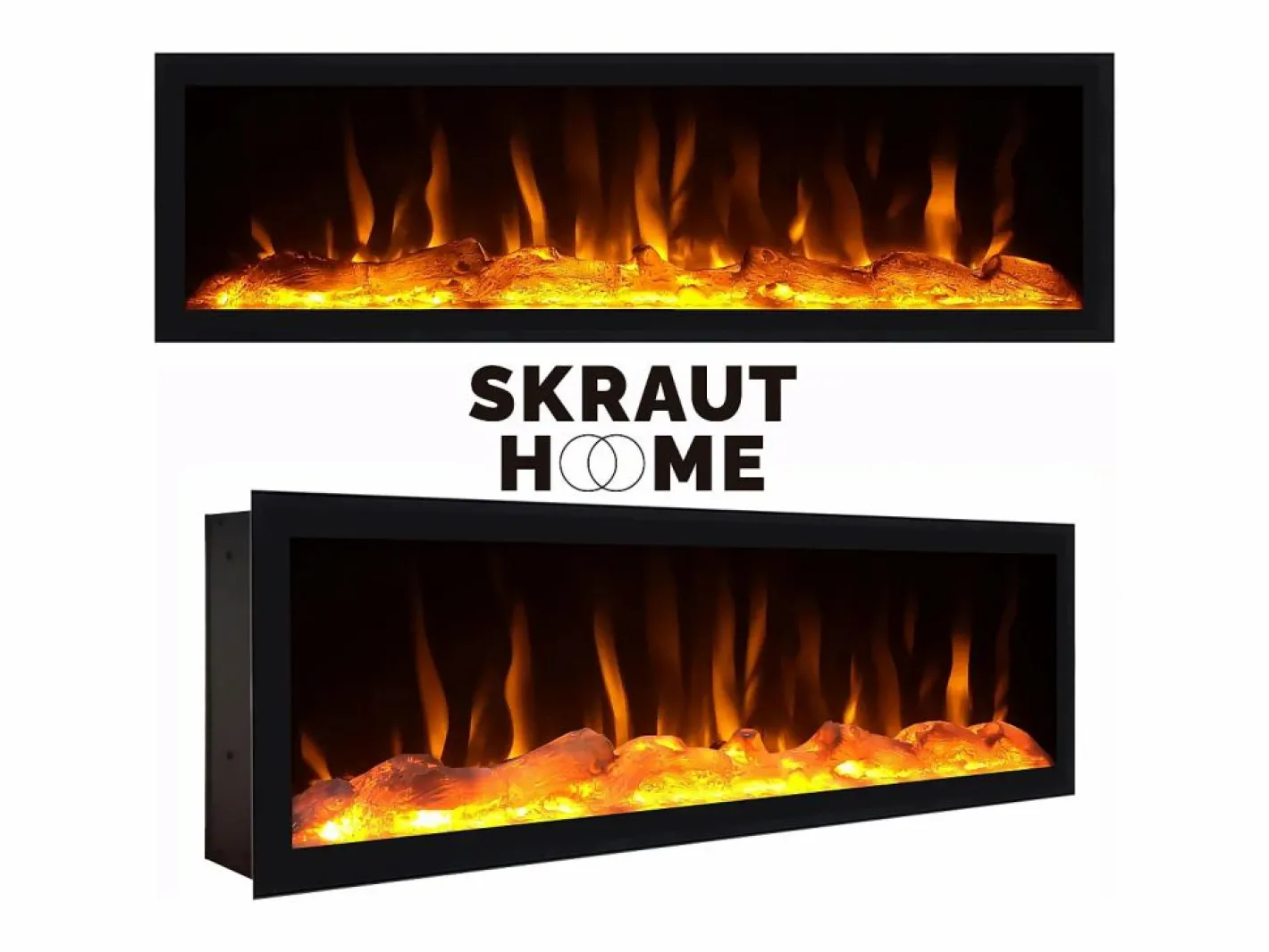 Skraut Home Mueble Tv|Mueble TV, Televisión, 208x35x57cm, Para TV hasta 80", Chimenea eléctrica XXL, Diseño industrial, Roble