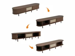 ModernLuxe Mueble TV 180x40x40 cm - diseño ratán - pies ajustables - con 2 puertas - marrón Marru00f3n Online