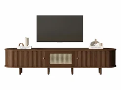 ModernLuxe Mueble TV 180x40x40 cm - diseño ratán - pies ajustables - con 2 puertas - marrón Marru00f3n Online