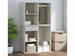 Mueble vestidor madera contrachapada hormigón 80x40x65 cm^vidaxl Hot
