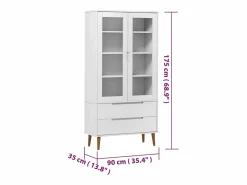 Mueble vitrina MOLDE madera maciza de pino 90x35x175 cm^Clicnbuy