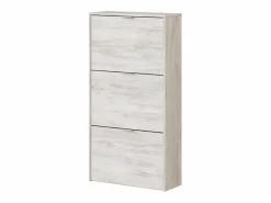 Mueble Zapatero 3 Puertas con Gran Capacidad con Acabado en Color Roble Blanqueado - Dim: 60 cm (Ancho) x 113 cm (Alto) x 22 cm (Fondo)^ Clearance