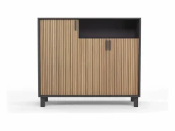 Herdasa Mueble zapatero almacenaje - A86cm x L100cm x F37cm grafito puertas impresión vallado - Gotemburgo Gris