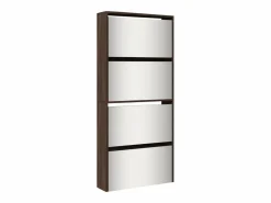 Zapatero|Mueble zapatero con espejo 4 niveles roble marrón 63x17x134 cm ES733772