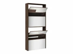 Zapatero|Mueble zapatero con espejo 4 niveles roble marrón 63x17x134 cm ES733772