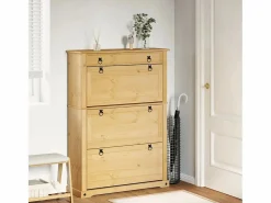 Mueble zapatero Corona madera maciza de pino 99x32x138 cm ES159669 Marru00f3n Sale