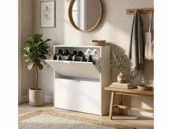 Calicosy Mueble zapatero de 2 puertas abatibles - L75 cm Blanco Clearance