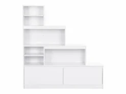 Mueble zapatero de 2 puertas y 6 compartimentos con luces LED en MDF - - LOVILA^Vente-unique