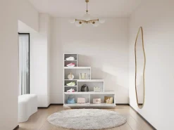 Mueble zapatero de 2 puertas y 6 compartimentos con luces LED en MDF - - LOVILA^Vente-unique