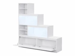 Mueble zapatero de 2 puertas y 6 compartimentos con luces LED en MDF - - LOVILA^Vente-unique