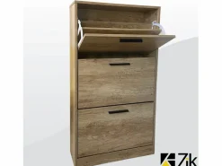 Mueble zapatero de madera de roble 63x24x115cm, 3 puertas plegables, doble fondo, para entrada, muebles bajos - ZIK^ Outlet
