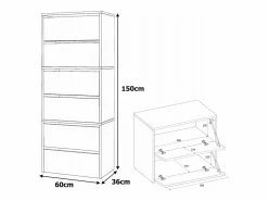 Mueble Zapatero Estrecho Cachemira 60x36x150cm – Estantería para 15 pares, Almacenamiento para la Entrada^ Sale