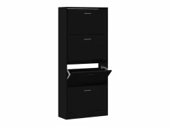 Mueble zapatero madera contrachapada 63x24x147 cm ES286083 Negro