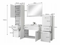 Muebles de baño modernos, conjunto suspendido con lavabo, espejo y columnas, matera / castaño mate Multicolor Online