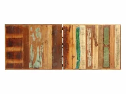 vidaxl Muebles de bar 9 pzas madera maciza reciclada cuero real lona Marru00f3n Discount