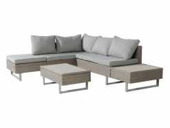 ModernLuxe Muebles de jardín modulares de ratán PE - aptos para 4 o 5 personas - mesa de centro de tablones de plástico - Taupe Gris New