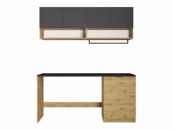 Vente-unique Muebles de lavandería para lavadora - L182 cm - Antracita y natural - NATAJI Gris antracita / Color natural claro Sale