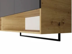 Vente-unique Muebles de lavandería para lavadora - L182 cm - Antracita y natural - NATAJI Gris antracita / Color natural claro Sale