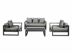 MYLIA Salones De Jardín|Muebles de salón para jardín : un sofá de 3 plazas, 2 sillones, una mesa de centro - antracita - MOLOKAI