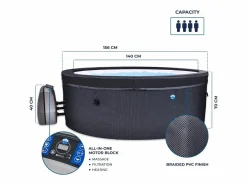 NETSPA - SP-VIP140MOB2 - Vita 4 plazas + Mueble - SPA Semi Rígido - Redondo Gris Discount