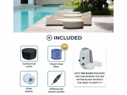 NETSPA - SP-VIP140MOB2 - Vita 4 plazas + Mueble - SPA Semi Rígido - Redondo Gris Discount