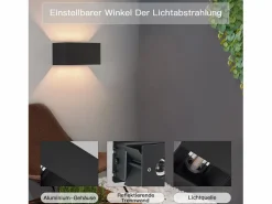 NETTLIFE 2 Aplicaciones LED para Muro Negras IP65, Luz Blanca Caliente Ajustable G9, para Salón, Jardín, Terraza Negro Sale