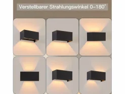 NETTLIFE 2 Aplicaciones LED para Muro Negras IP65, Luz Blanca Caliente Ajustable G9, para Salón, Jardín, Terraza Negro Sale