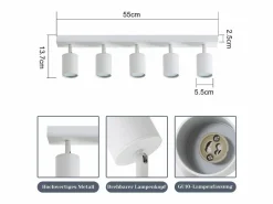 NETTLIFE 5 focos de techo LED s GU10 llama 330° giratorio lámpara de pared industrial moderna para sala de estar dormitorio sin bombilla Blanco New