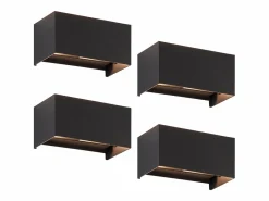 4 Lámparas LED para Muro Exteriores Negras, Iluminación Ascendente/Descendente, IP65, Luz Blanca Caliente G9^NETTLIFE Hot