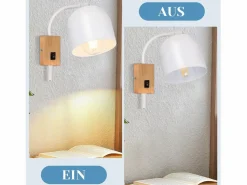 Aplique de madera con interruptor - Foco de pared de 1 llama E27 Lámpara de pasillo blanca 330°, Sin bombilla^NETTLIFE Outlet