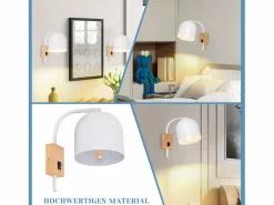 Aplique de madera con interruptor - Foco de pared de 1 llama E27 Lámpara de pasillo blanca 330°, Sin bombilla^NETTLIFE Outlet