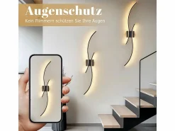 Aplique LED de pared para interiores - Lámpara de pasillo de 14 W y 100 cm, color , diseño moderno de ondas, 3000 K^NETTLIFE Sale