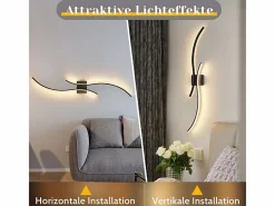 Aplique LED de pared para interiores - Lámpara de pasillo de 14 W y 100 cm, color , diseño moderno de ondas, 3000 K^NETTLIFE Sale