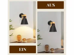 Aplique Retro Vintage E27 en Iluminación de Pared Interior Industrial en Madera Cuero Plástico (Sin Bombilla)^NETTLIFE Sale