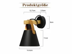 Aplique Retro Vintage E27 en Iluminación de Pared Interior Industrial en Madera Cuero Plástico (Sin Bombilla)^NETTLIFE Sale