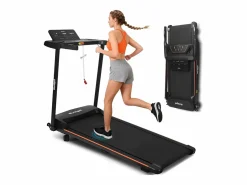 NETTLIFE Cinta de correr plegable de 14 km/h - Plataforma de escritorio - Pantalla LED y sensores de frecuencia cardíaca - Carga máxima 150 kg Negro Sale