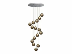 . Colgante para mesa de comedor de altura ajustable. Colgante de vidrio. -Lámpara colgante. Moderno para jaula de escalera. Lustrera de 15 llamas.^NETTLIFE