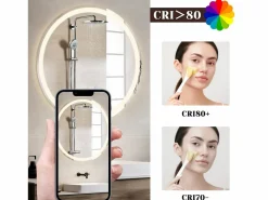 Espejo de baño con luz LED - Redondo 60 cm LED, mural, interruptor táctil, antineblina, IP44, ajustable 3000K-6500K^NETTLIFE Sale