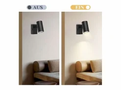 Foco de pared 1 llama negra - Lámpara de pared con interruptor metálico GU10 Lámpara de pasillo orientable 350° MAX. 40W^NETTLIFE New