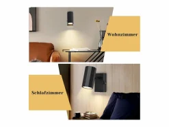 Foco de pared 1 llama negra - Lámpara de pared con interruptor metálico GU10 Lámpara de pasillo orientable 350° MAX. 40W^NETTLIFE New
