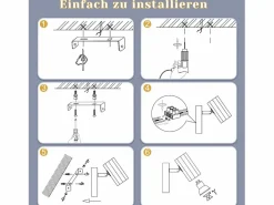 Foco de pared 1 llama negra - Lámpara de pared con interruptor metálico GU10 Lámpara de pasillo orientable 350° MAX. 40W^NETTLIFE New