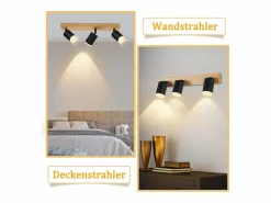NETTLIFE Plafón|Foco de techo Focos de techo s GU10 Foco de pared de madera giratorio 350°